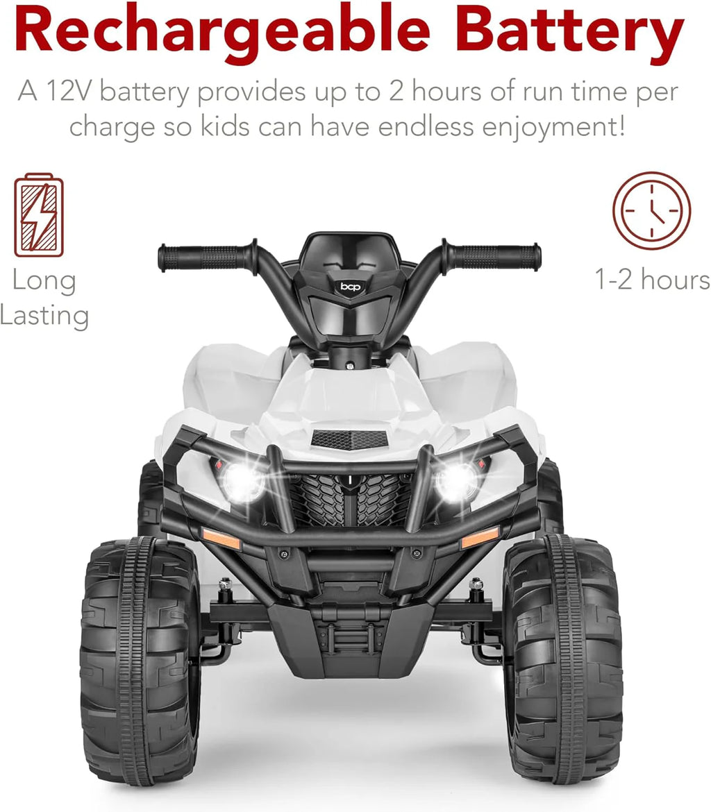 Best Choice Products 12V Kids Ride-On Electric ATV, 4-Wheeler Quad Car Toy w/Bluetooth Audio, 2.4mph Max Speed, Treaded Tires, LED Headlights, Radio