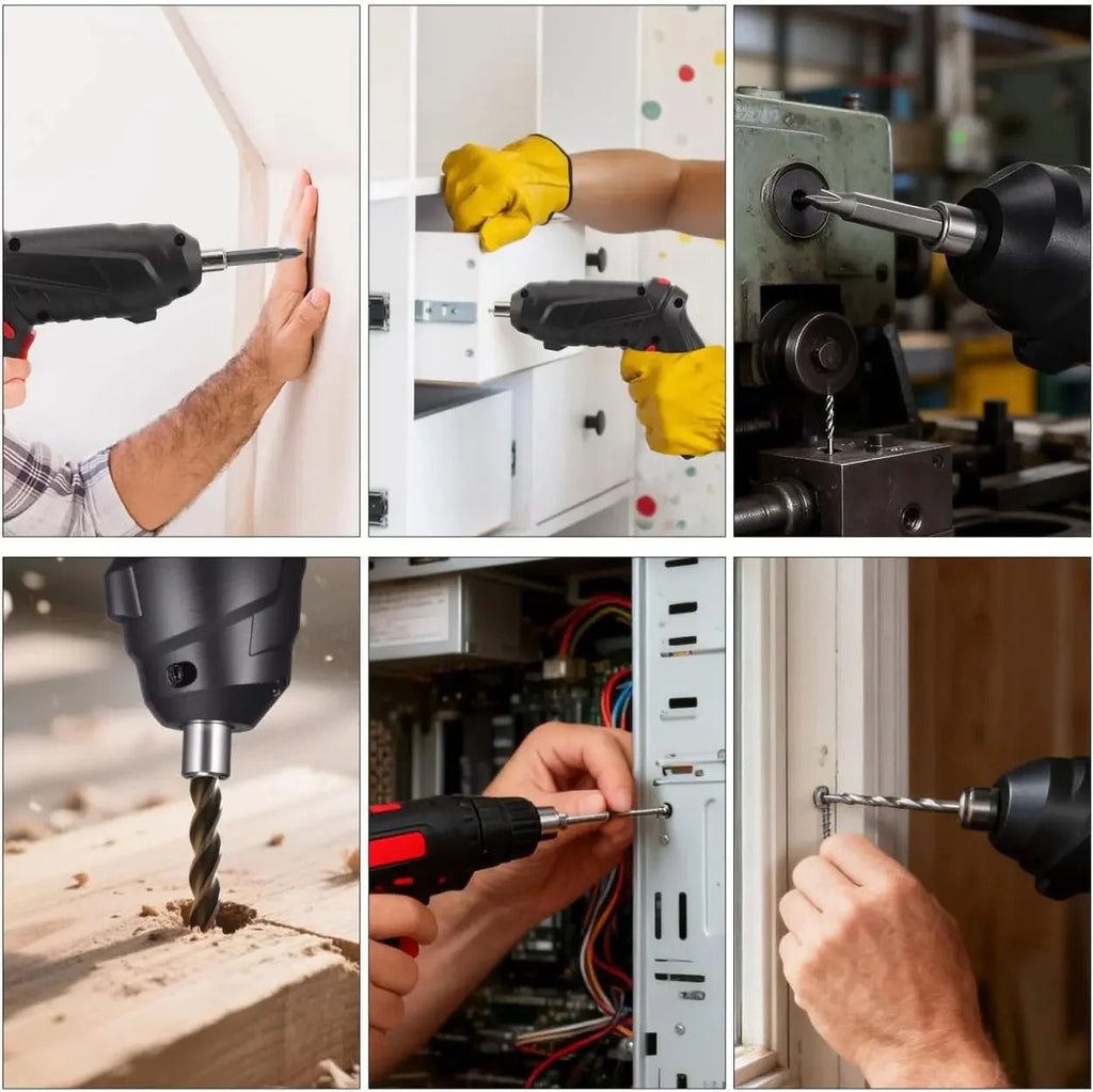 Cordless Rechargeable Screwdriver Set Compact Electric Drill with LED Light