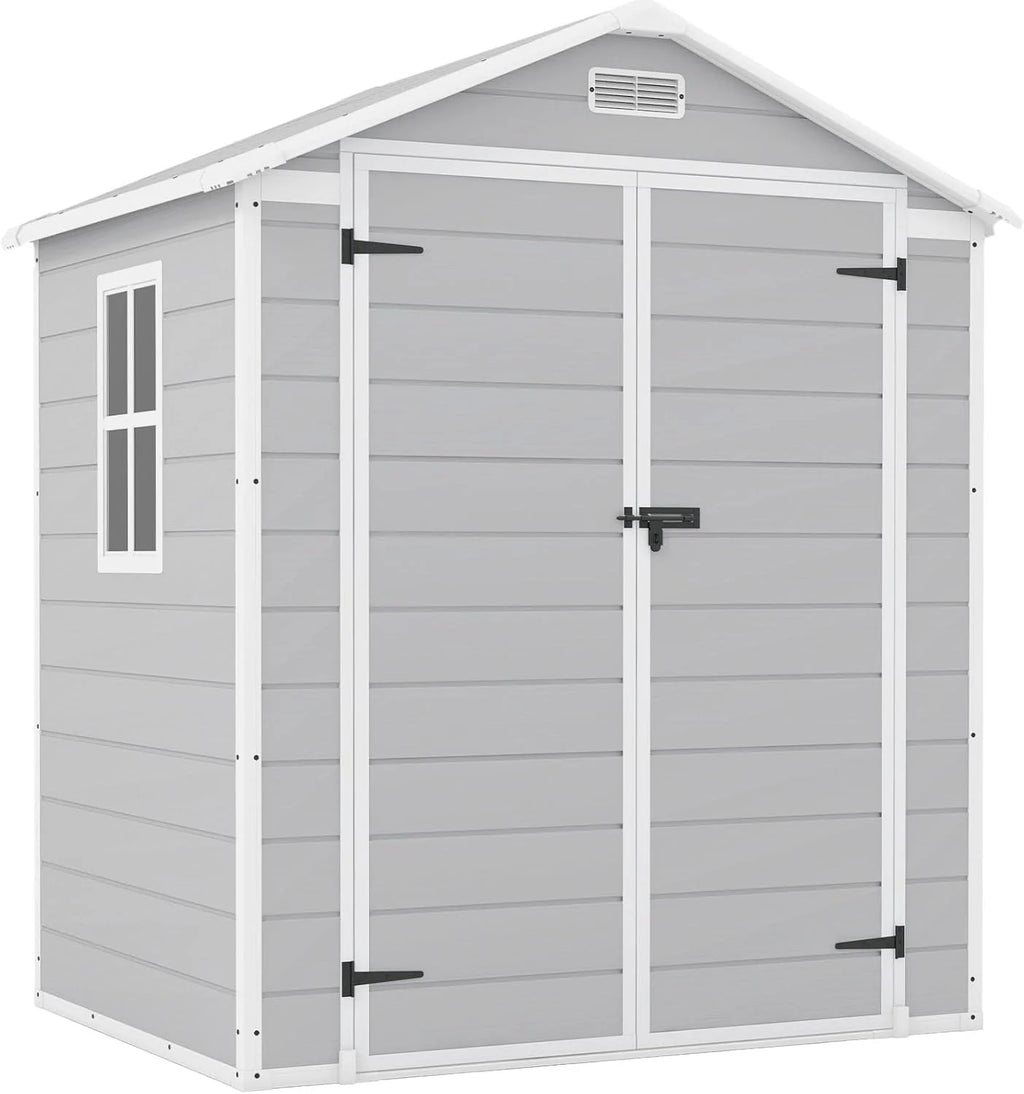 Patiowell 6x4 FT Plastic Outdoor Storage Shed with Floor, Resin Outdoor Storage Shed