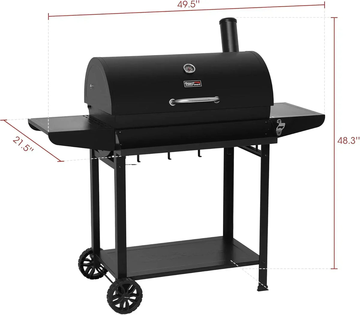 Royal Gourmet CC1830T 30-Inch Barrel Charcoal Grill Warming Rack Front Storage Basket BBQ Grill
