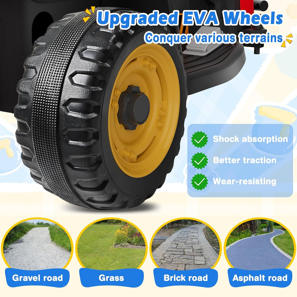 24V Ride On Tractor w/Tiltable & Detachable Trailer, 2x65W Motors, EVA Tires, Remote Control, Bluetooth, Shifter, Music, Electric Car for Kids, Green