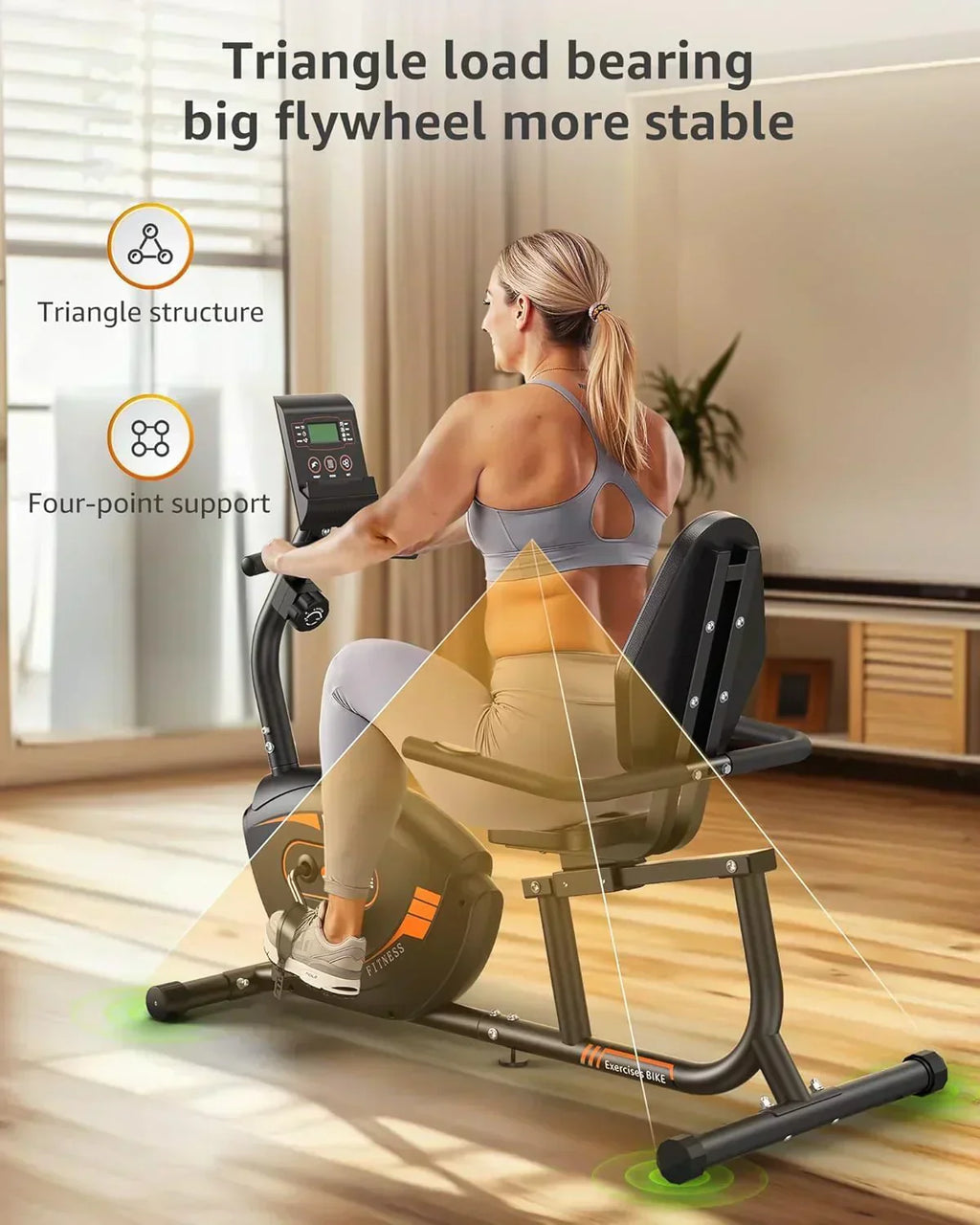 JEEKEE Recumbent Exercise Bike for Adults Seniors Indoor Magnetic Cycling Fitness Equipment
