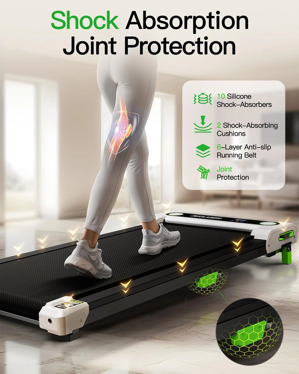 Akluer Inclined Home Treadmill 2.5 HP Small Under-Desk Treadmill with Remote Control and LED Display