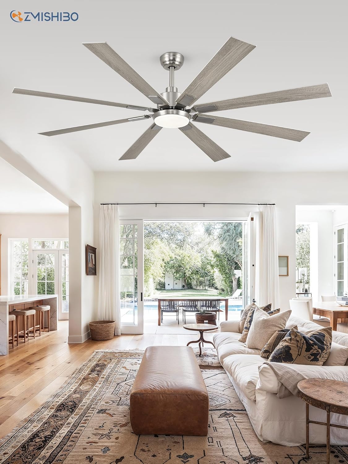 Zmishibo 72-inch large ceiling fan with lighting and remote indoor/outdoor