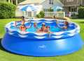 Upgraded Double Rings Inflatable Above Ground Pool Easy Set,Inflatable Swimming Pool for Adults,Inflatable Top Rings Above Ground Swimming Pool,Water Ripple Print,500 Gal Capacity (8ftx26in)