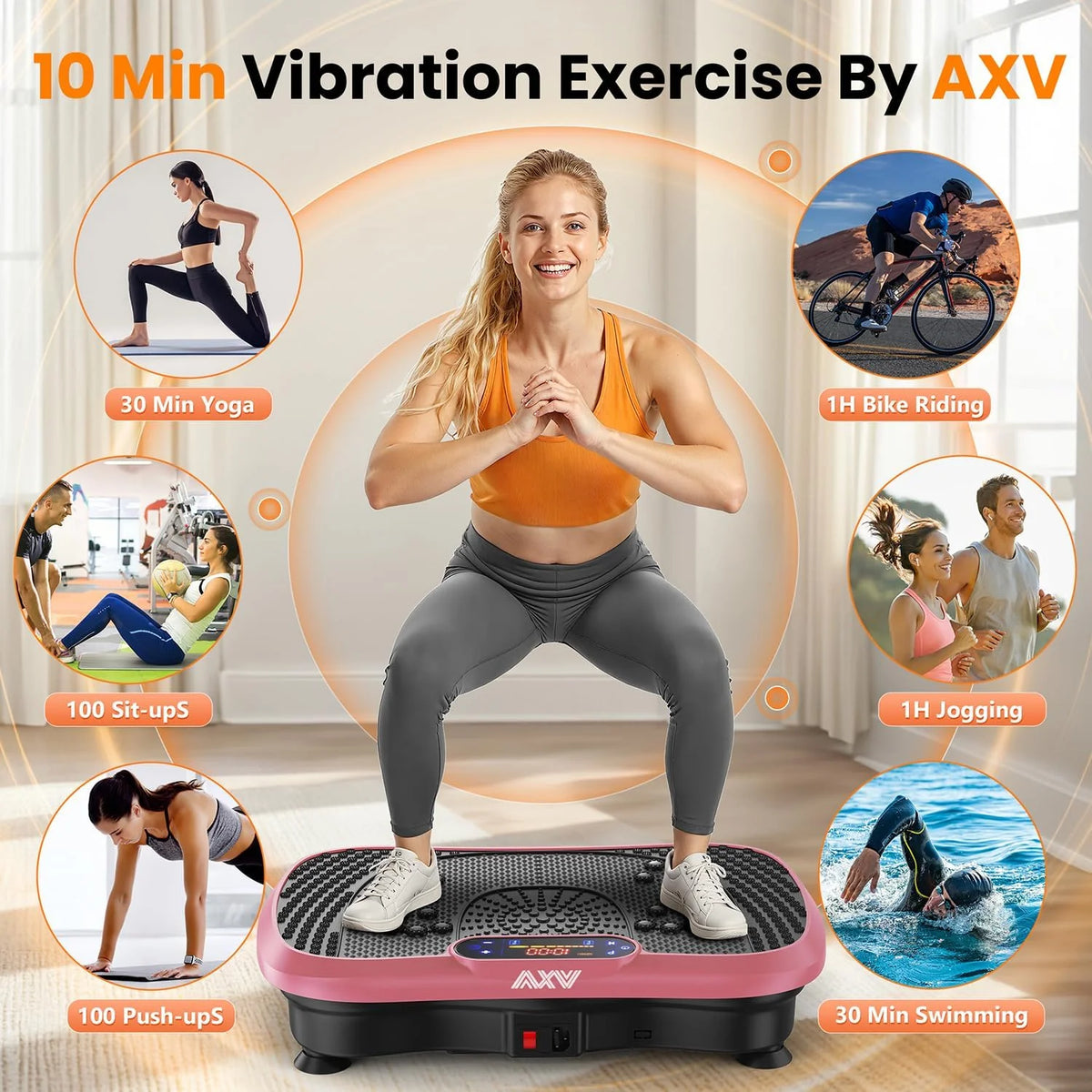 AXV Vibration Plate Fitness Platform Trainer Suitable for men and women to lose weight and burn fat at the gym