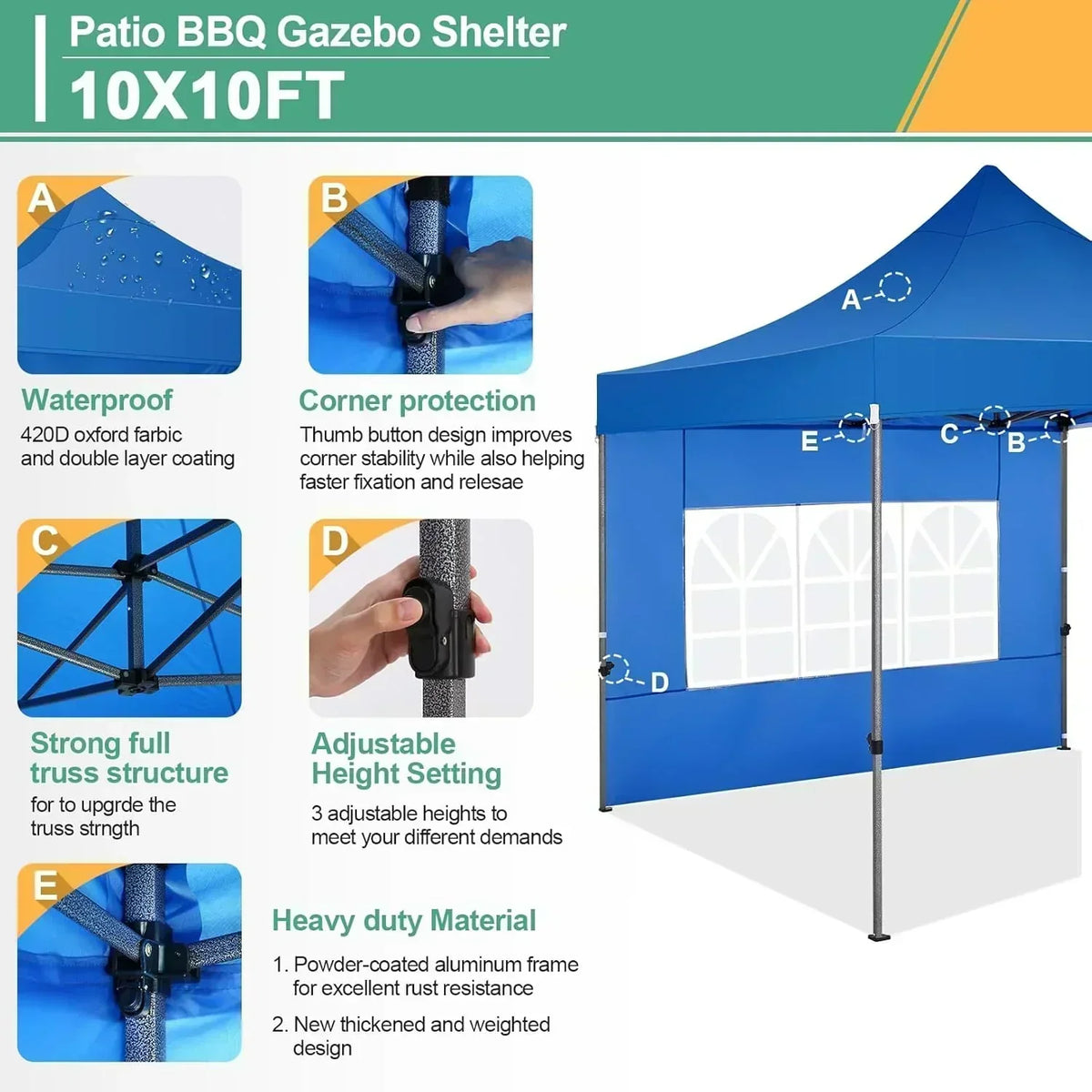 COBIZI 10x20 Heavy Duty Pop up Canopy Tent 6 sidewalls Commercial Canopy Wedding Party Tents