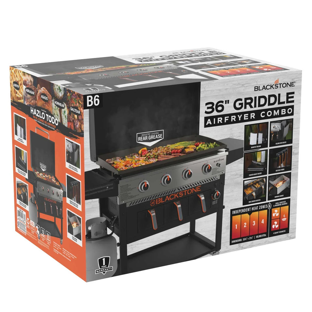 Blackstone 4-Burner 36 Propane Griddle with Air Fryer and Hood