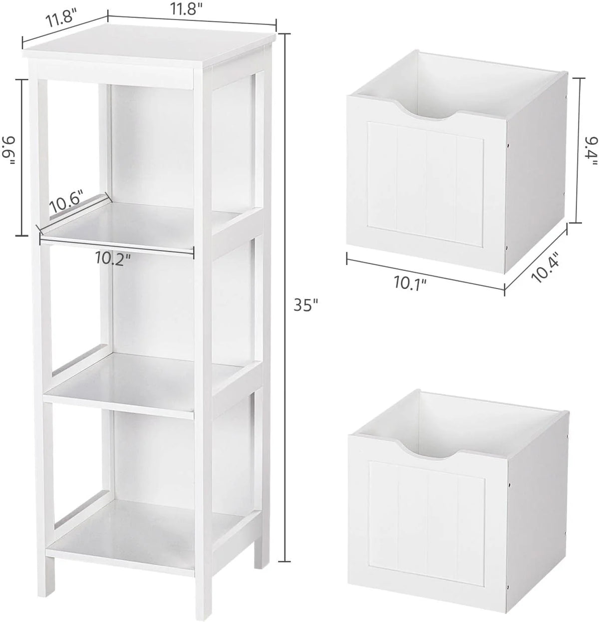 Yaheetech Bathroom Floor Cabinet, Wooden Storage Cabinet with 2 Drawers, Multifunctional Side Organizer Rack Stand Table, White