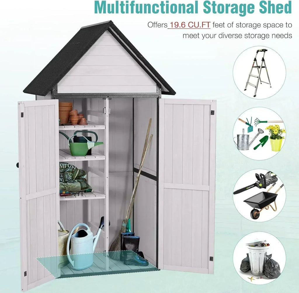 Sheds Outdoor Storage Garden Shed with Metal Frame Structure Adjustable Shelves Capacity Storage