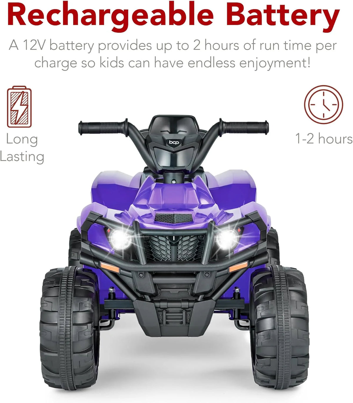 Best Choice Products 12V Kids Ride-On Electric ATV, 4-Wheeler Quad Car Toy w/Bluetooth Audio, 2.4mph Max Speed, Treaded Tires, LED Headlights, Radio