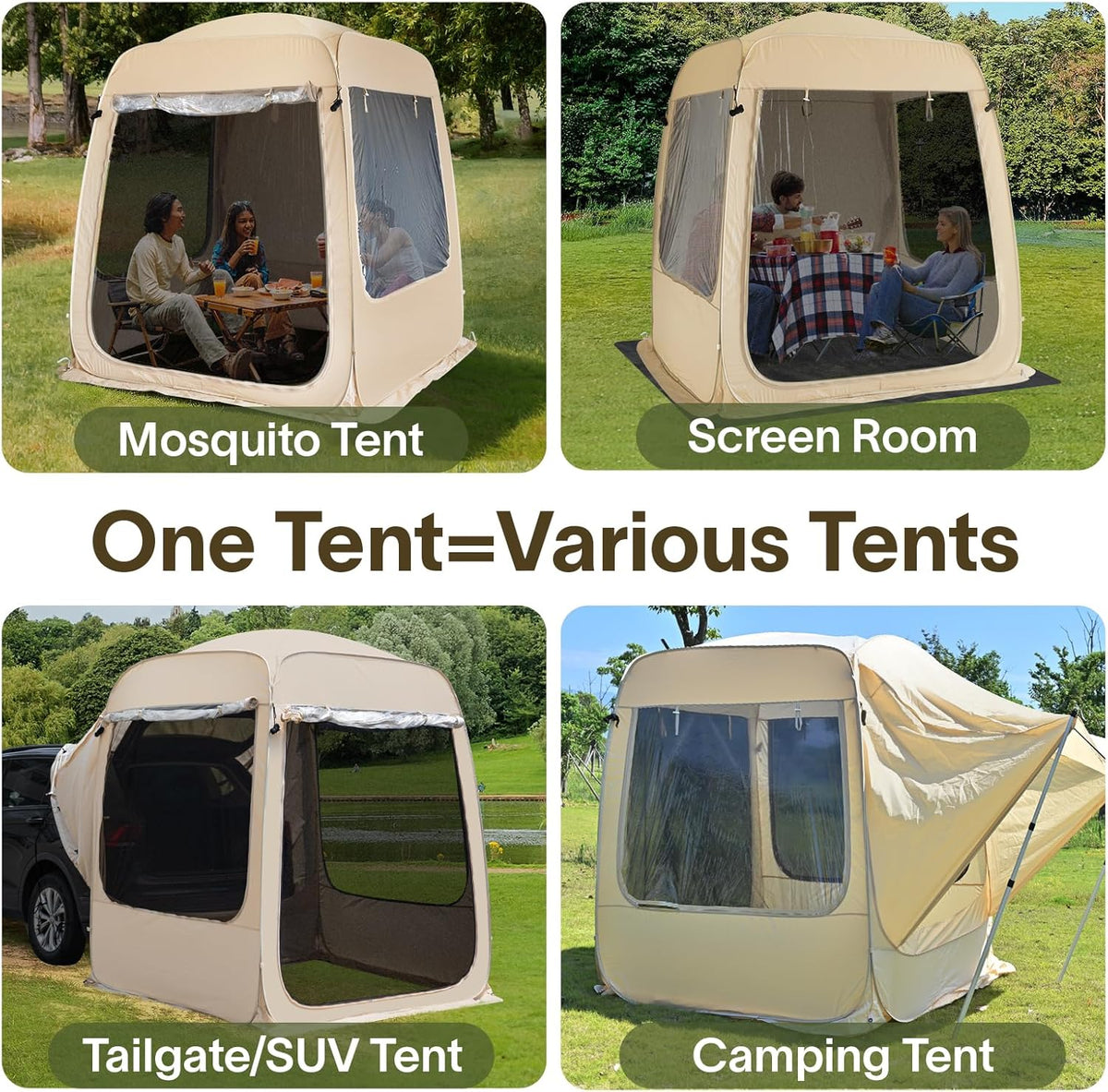Alvantor Screen House Gazebo, 6-10-15 Person Pop Up Igloo Screened Canopy Tent with Mosquito Netting Sides, Instant UV Resistant Sun Shelter for Garden, Patio, Backyard