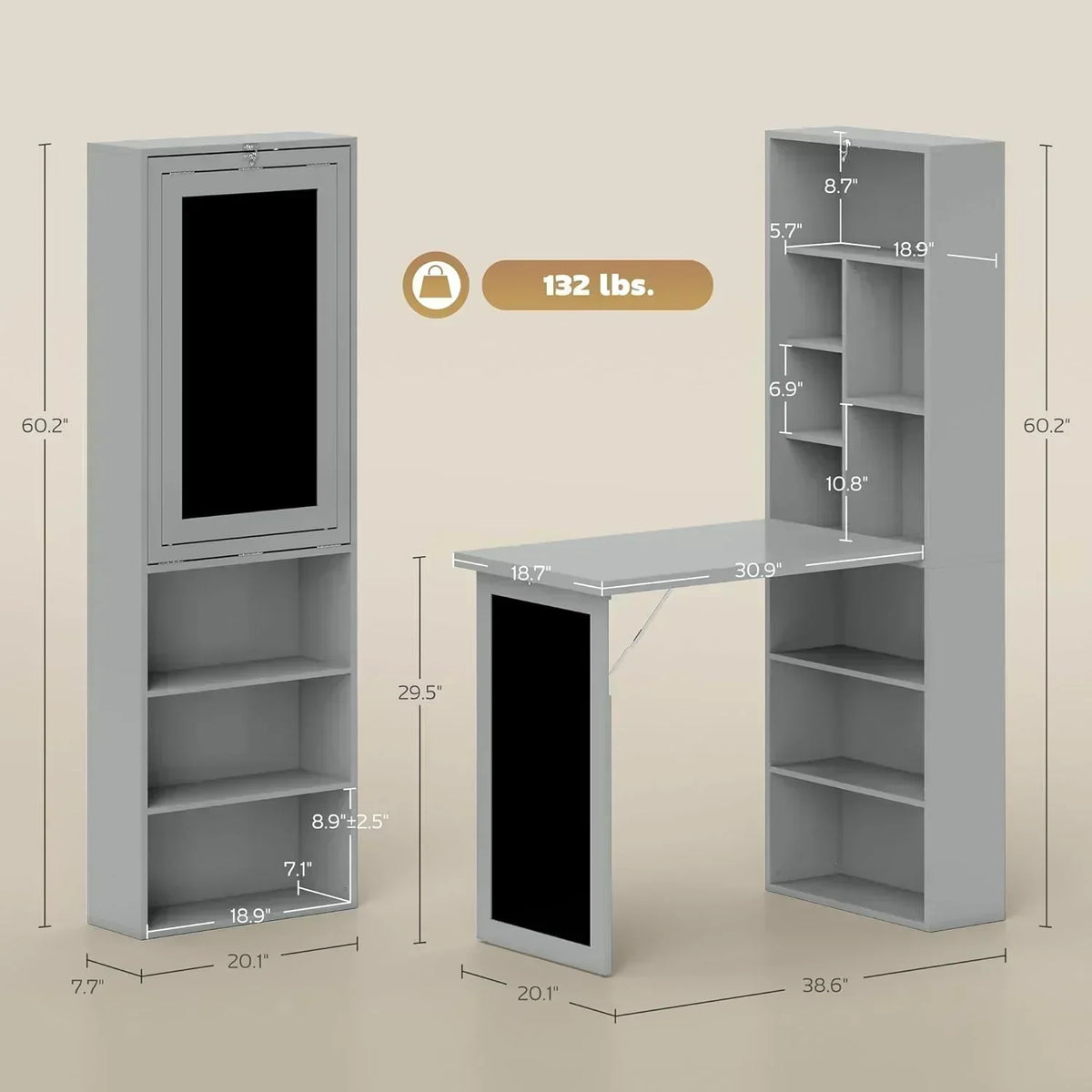 Folding convertible writing desk wall mounted desk cabinet multifunctional home workstation