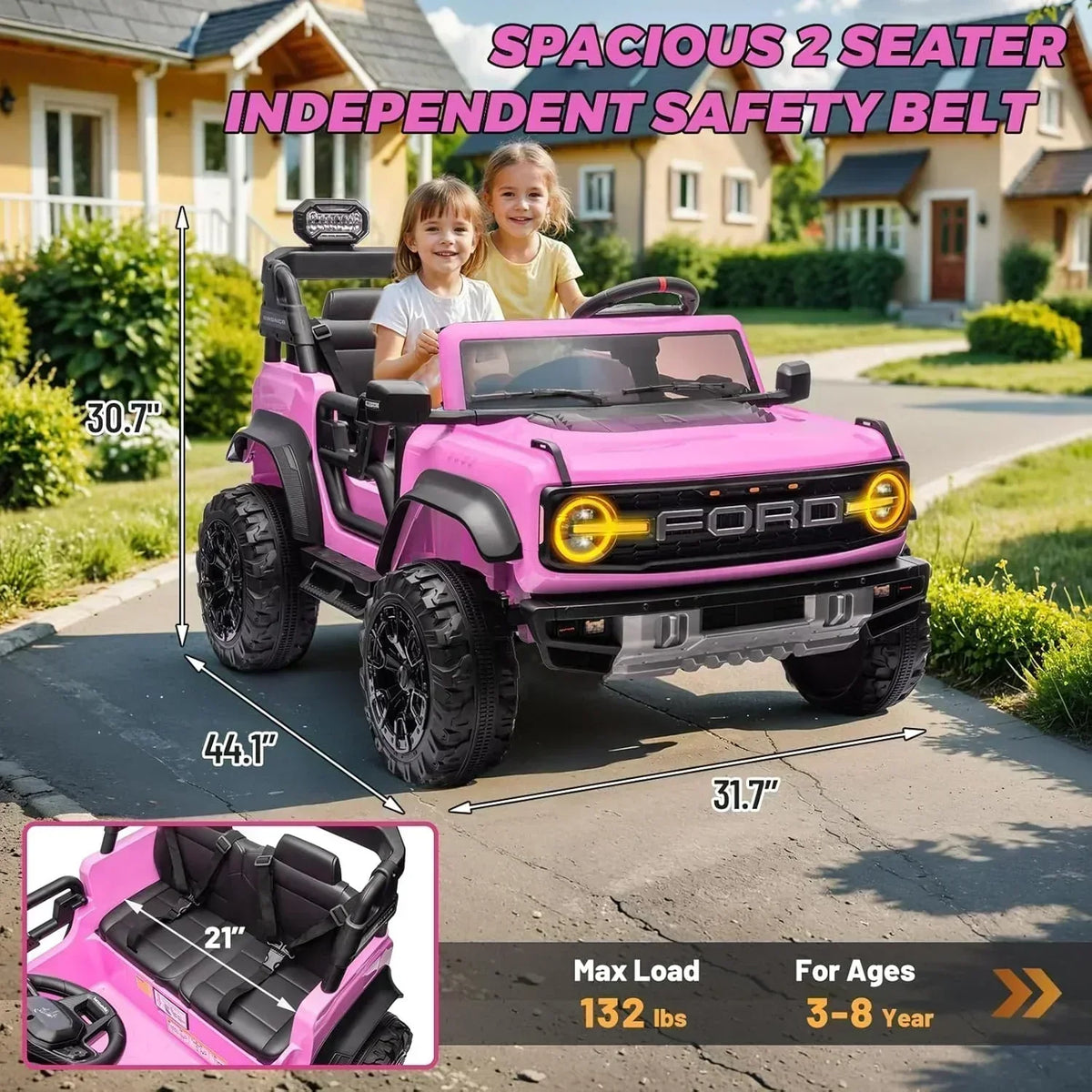 Bronco Raptor Two-Seater Ride-On Car Truck Toy Blue