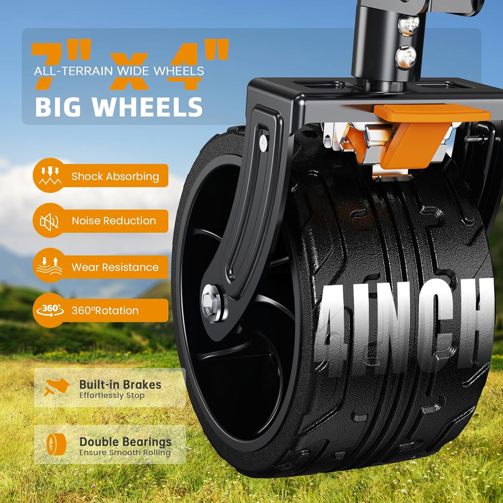 Foldable 50''L Extra Long Double Decker Wagon for Sport, 400L Collapsible Heavy Duty Wagon Cart with Big Wheels, Utility All-Terrain Large Extender Cart for Outdoors