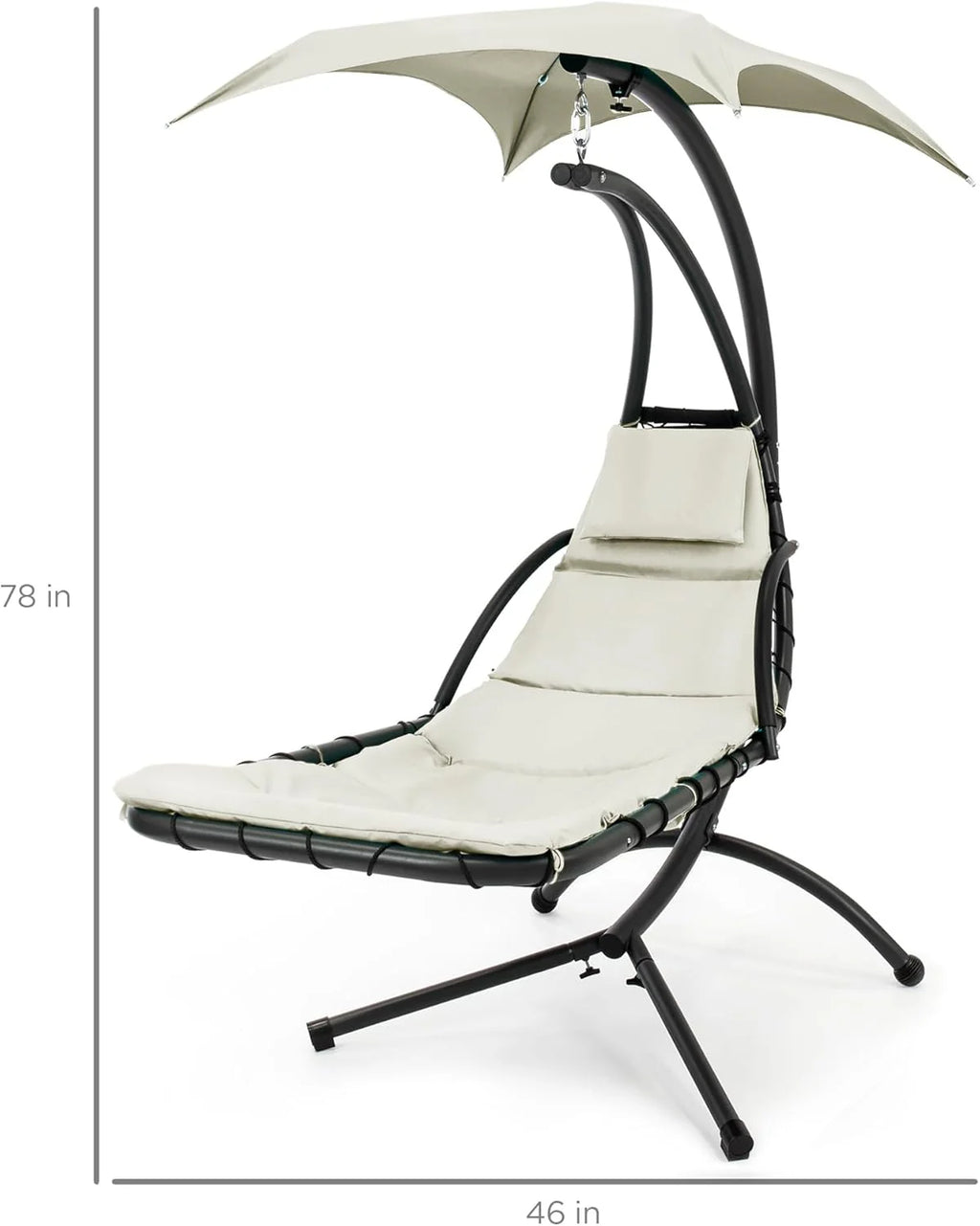 Best Choice Products Outdoor Hanging Curved Steel Chaise Lounge Chair Swing w/Built-in Pillow and Removable Canopy - Teal