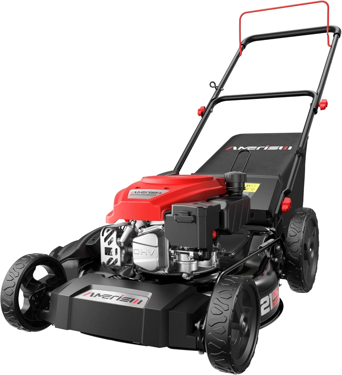 21 Inch Gas Push Lawn Mower, 2-in-1 Mulching & Side Discharge, 144cc 4-Stroke OHV Engine