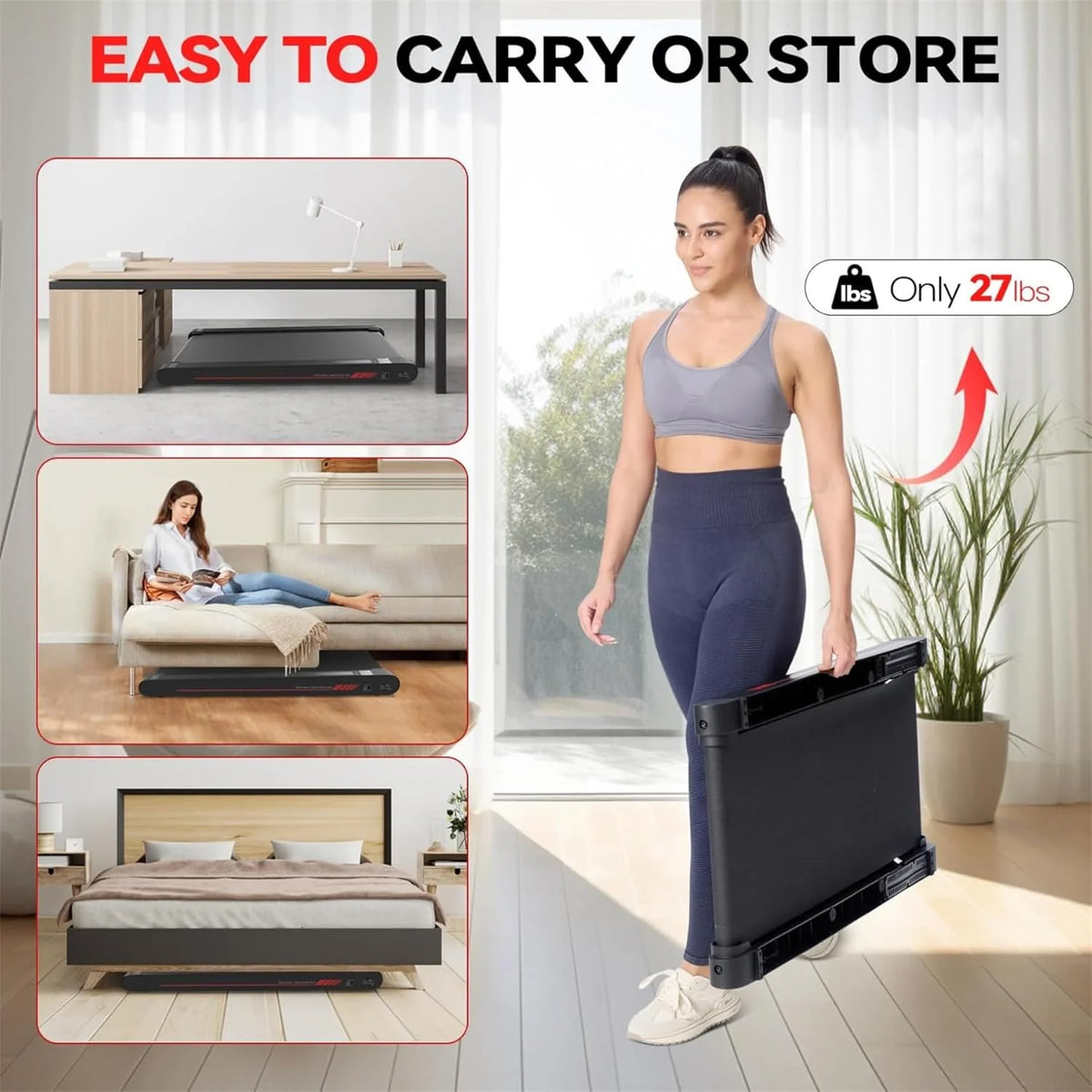Sperax Walking Vibration Pad with APP, 3 in 1 Under Desk Treadmill, 2.5HP Low Noise Walking Treadmill Pad with Remote Control,Portable Treadmills for Home Office