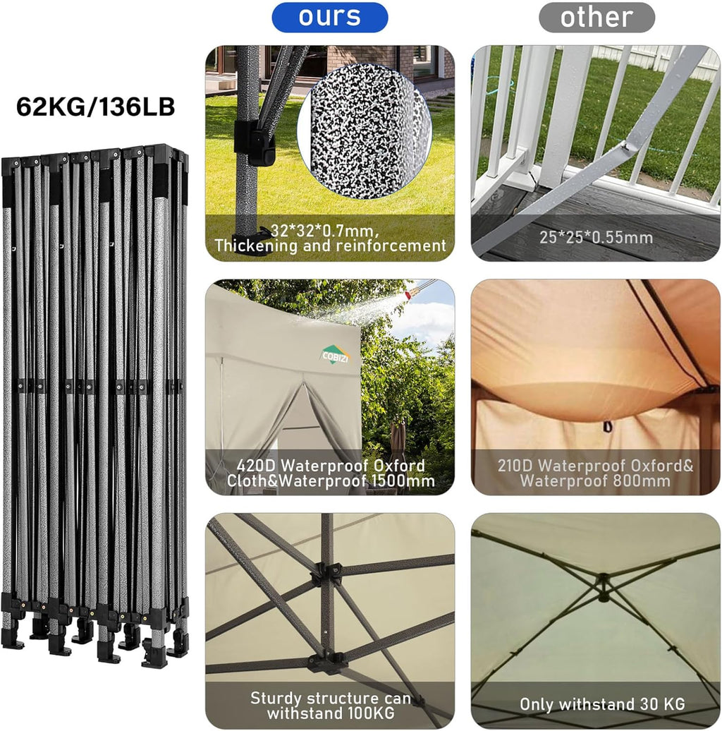 COBIZI 10x20 Heavy Duty Pop up Canopy Tent 6 sidewalls Commercial Canopy Wedding Party Tents