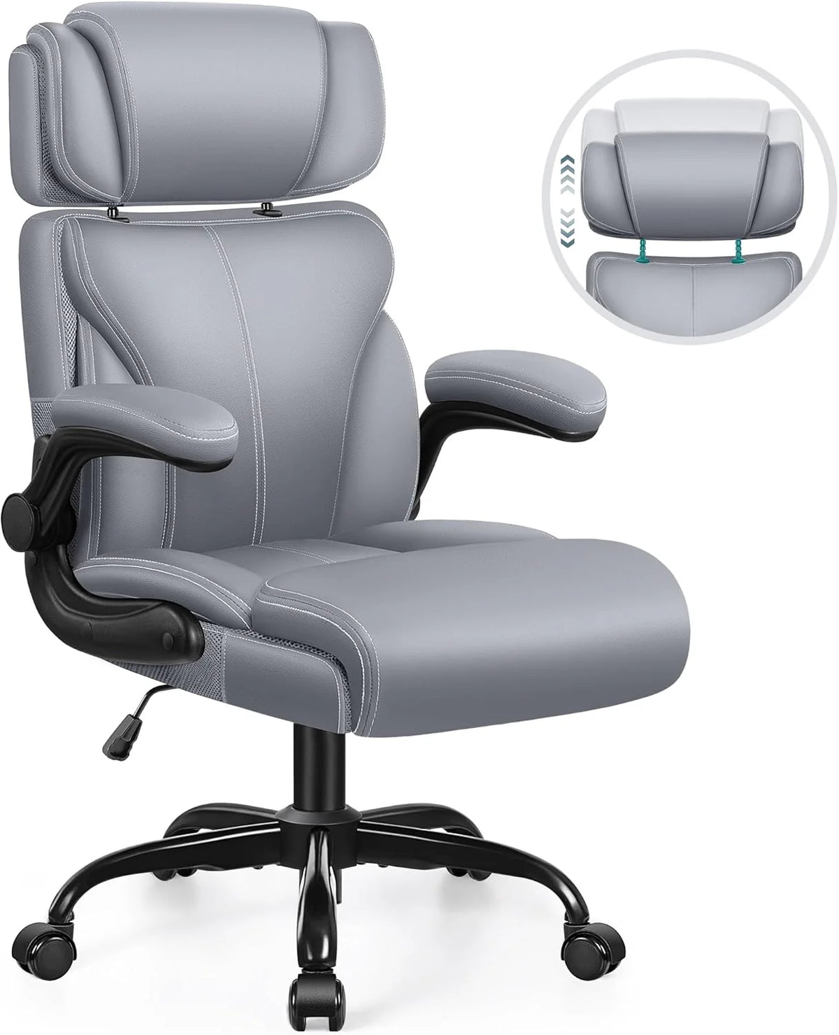 Office Chair Large High-Foot Computer Desk Chair, Breathable Leather Chair Lumbar Support Rotating Computer Chair