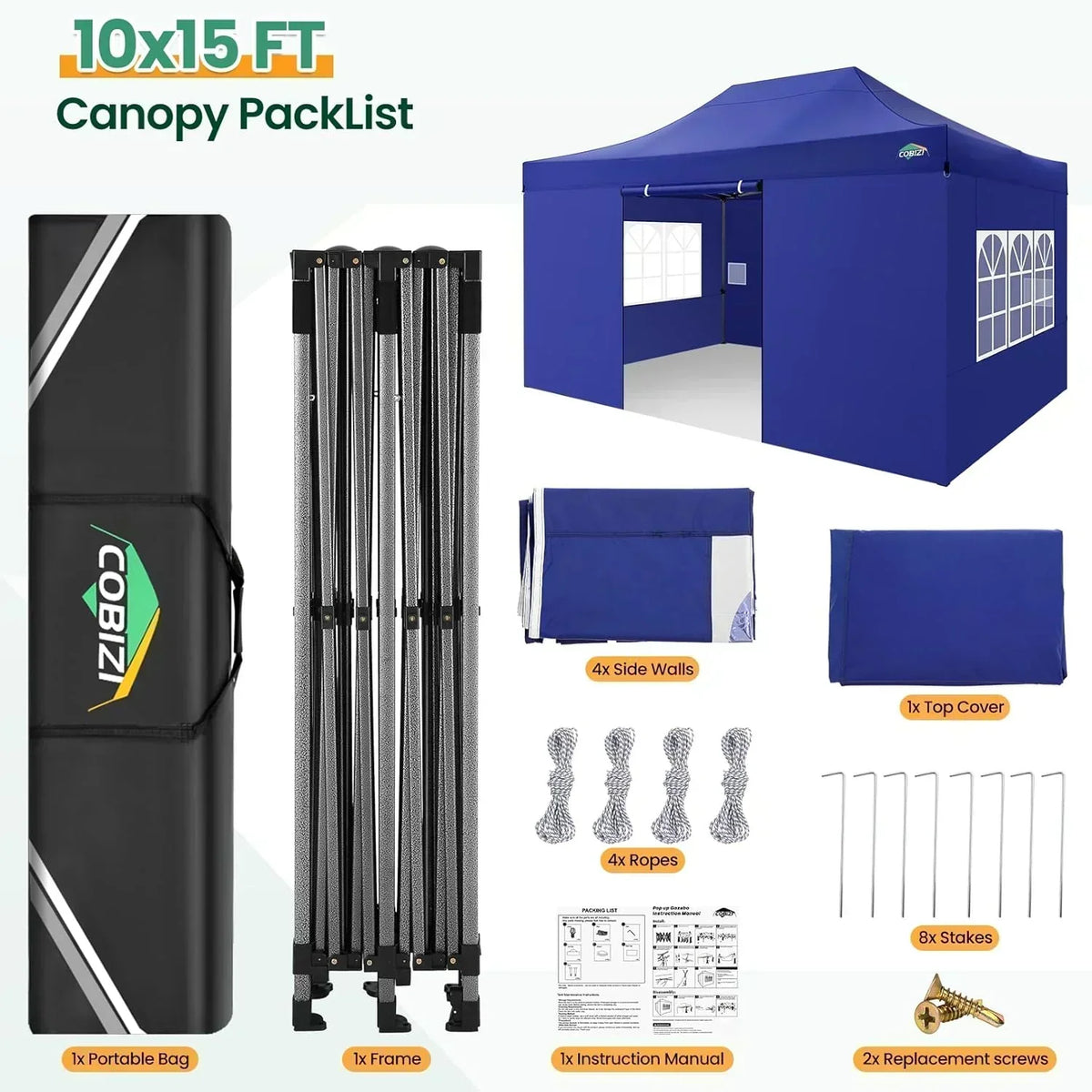 COBIZI 10x20 Heavy Duty Pop up Canopy Tent 6 sidewalls Commercial Canopy Wedding Party Tents