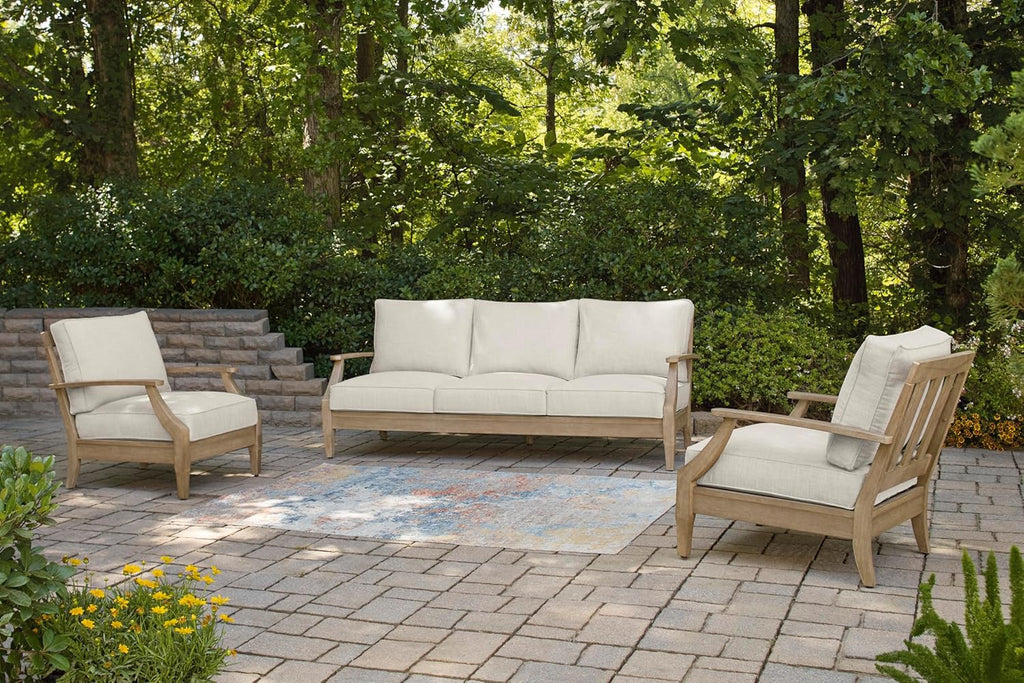 Coastal view outdoor terrace eucalyptus sofa