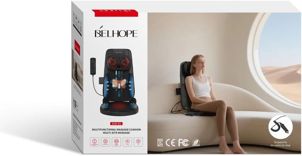 4D Kneading Back Massager Comfortable Chair Back Massager, Home Office Shiatsu Neck Massager Christmas Gift for Men and Women Parents