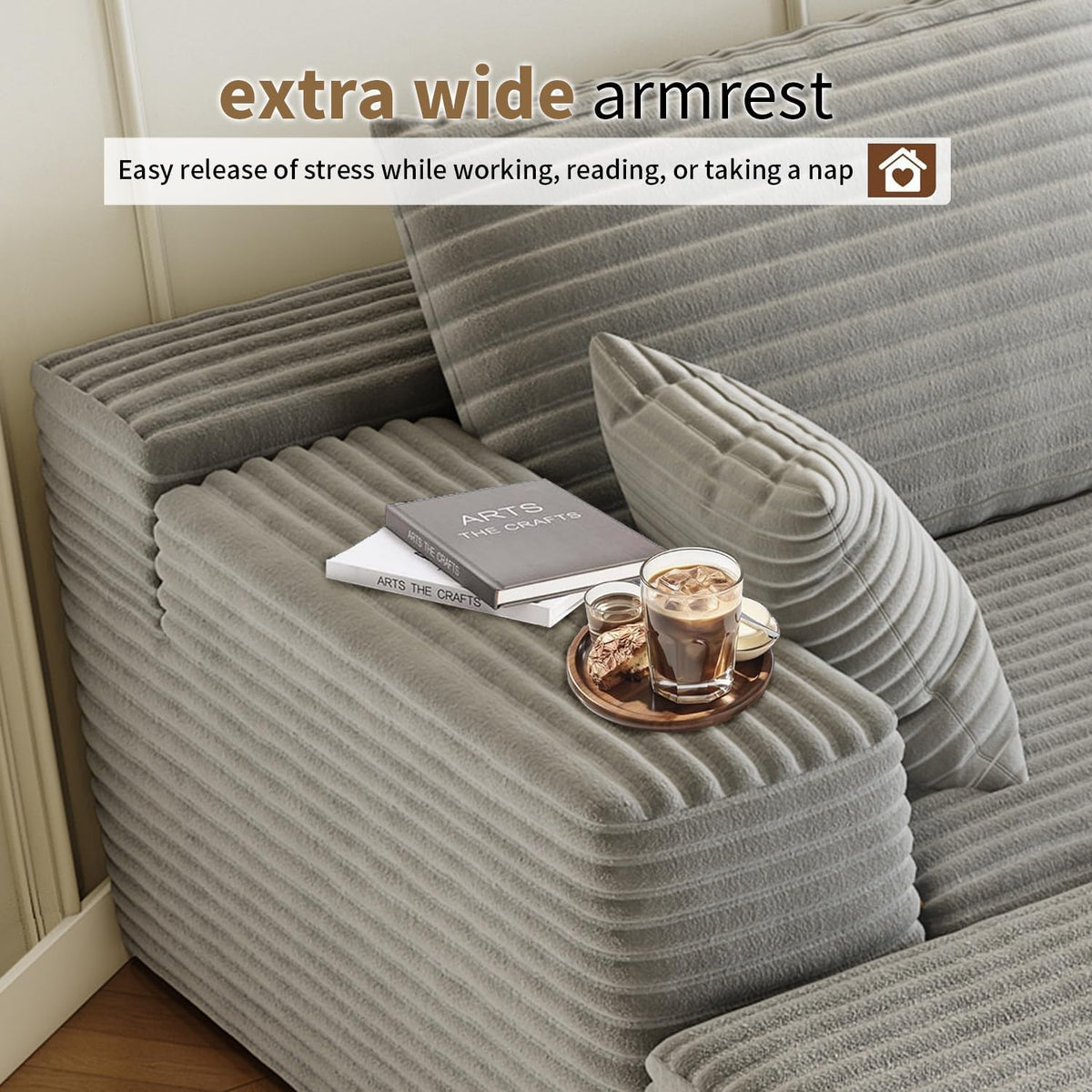 107.5 inch Cloud Modular Sectional Sofa with L-Shaped Chaise Lounge, Modern Minimalist Upholstered Sofa Deep Seating Corner Sofa
