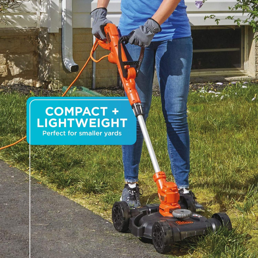 BLACK+DECKER 3-in-1 Corded Lawn Mower, String Trimmer & Edger, 12-Inch (BESTA512CM)