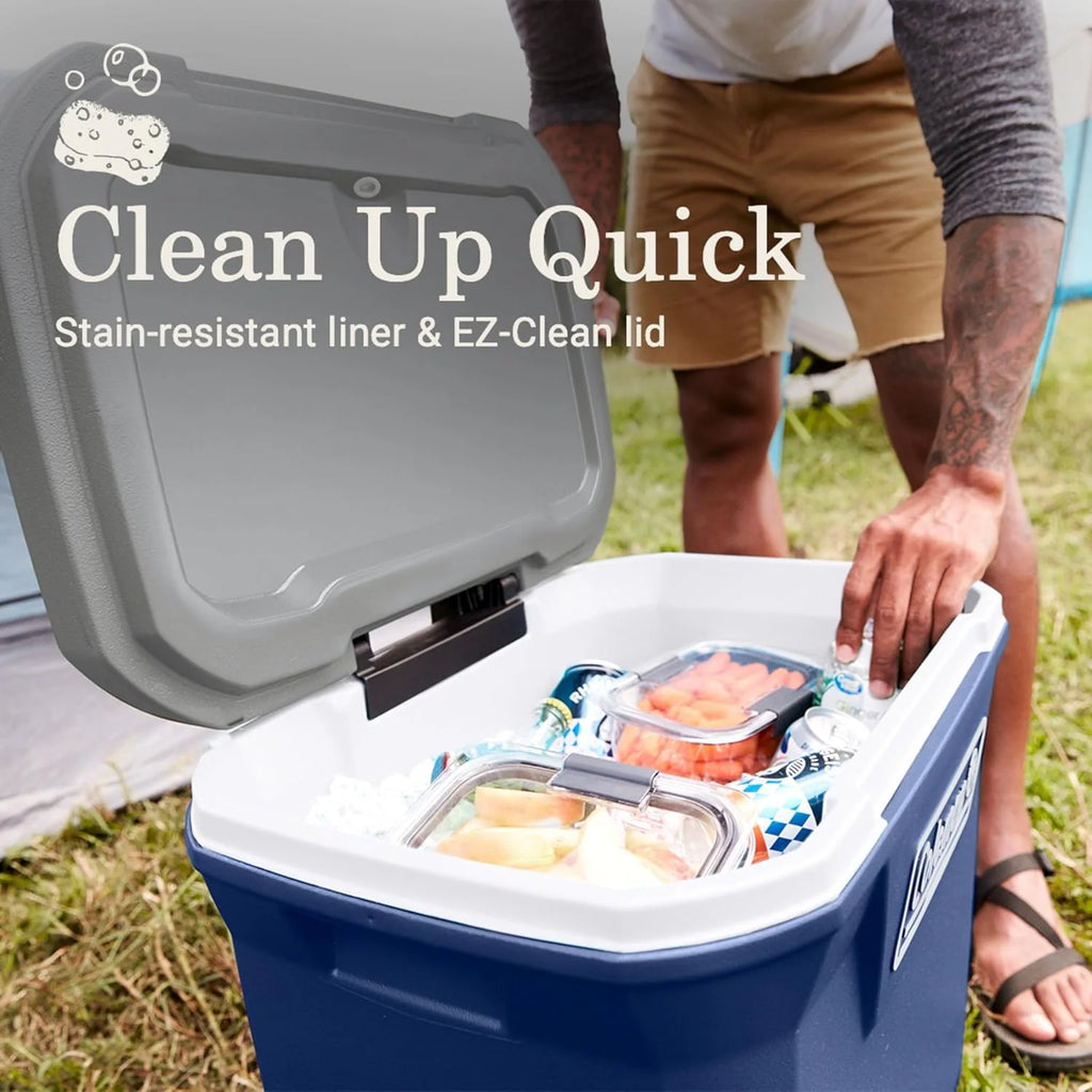 Coleman Insulated Portable Rolling Cooler with Wheels, Leak-Proof Outdoor Hard Cooler, Keeps Ice for Up to 5 Days, 100 Quart