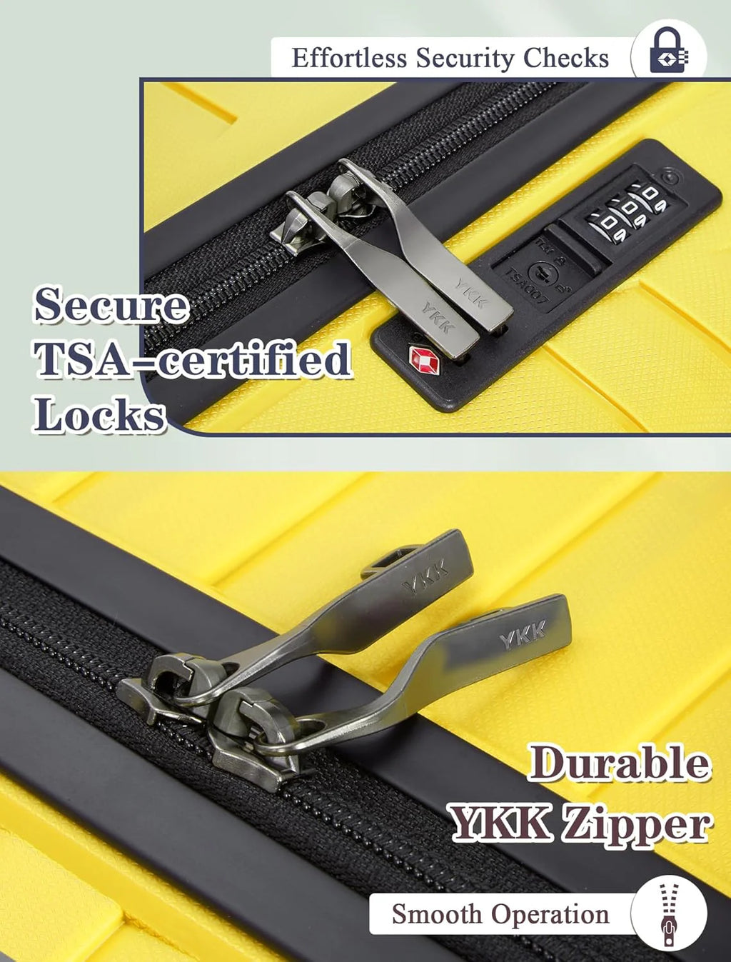5-piece luggage set with wheels, ABS hardshell suitcase with spinner wheels