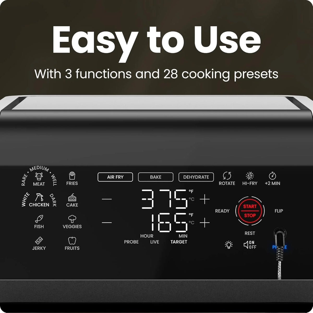 CHEFMAN ExacTemp 12-Quart Air Fryer Integrated Smart Cooking 28 Touchscreen Presets