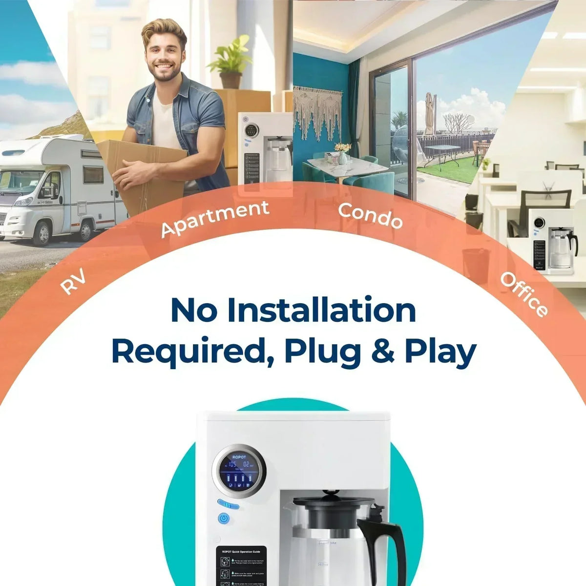 Bluevua RO100ROPOT-UV Reverse Osmosis System Countertop Water Purifier 6-stage purification