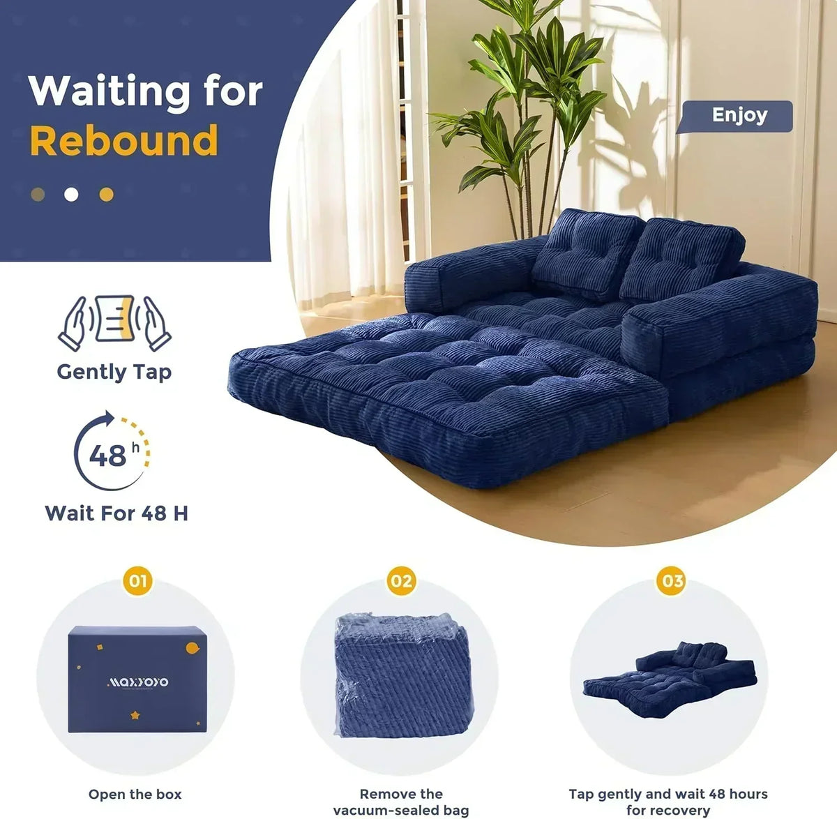 Folding Sofa Bed L-Shaped Convertible Sofa Bed with Armrests and Pillows