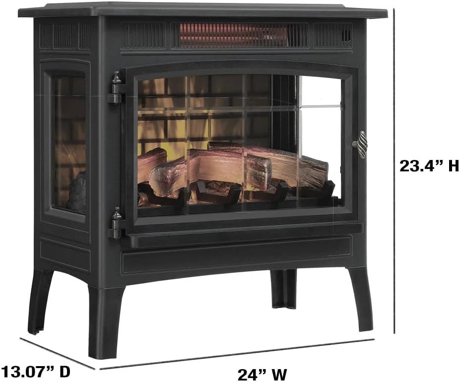 Freestanding Electric Fireplace Stove Heater with 3D Flame Effect for 1,000 Sq. Ft