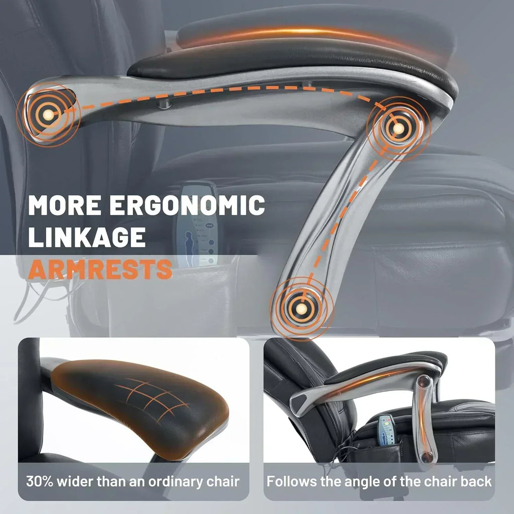 Massage Office Chair with Heating and Footrest Ergonomic Executive Reclining Office Chair