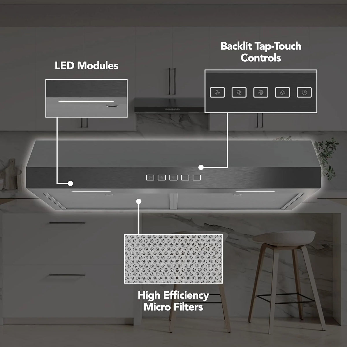 Broan-NuTone Three-Speed Glacier Undercabinet Range Hood with LED Light, ADA Compliant