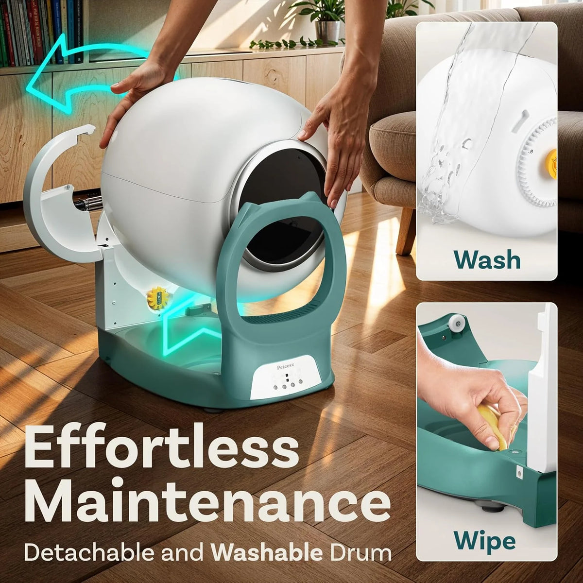Self Cleaning Litter Box with Auto Safety Sensors for Multiple Cats - Automatic Cat Litter Box Self-Cleaning - Covered Odor Removal with APP Control - Compatible On All WiFi
