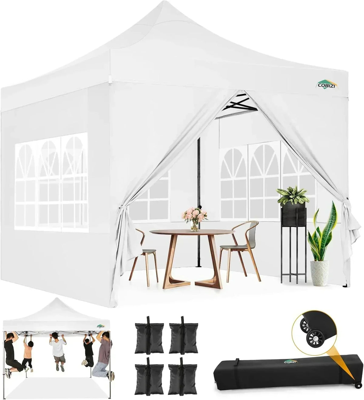 COBIZI 10x20 Heavy Duty Pop up Canopy Tent 6 sidewalls Commercial Canopy Wedding Party Tents
