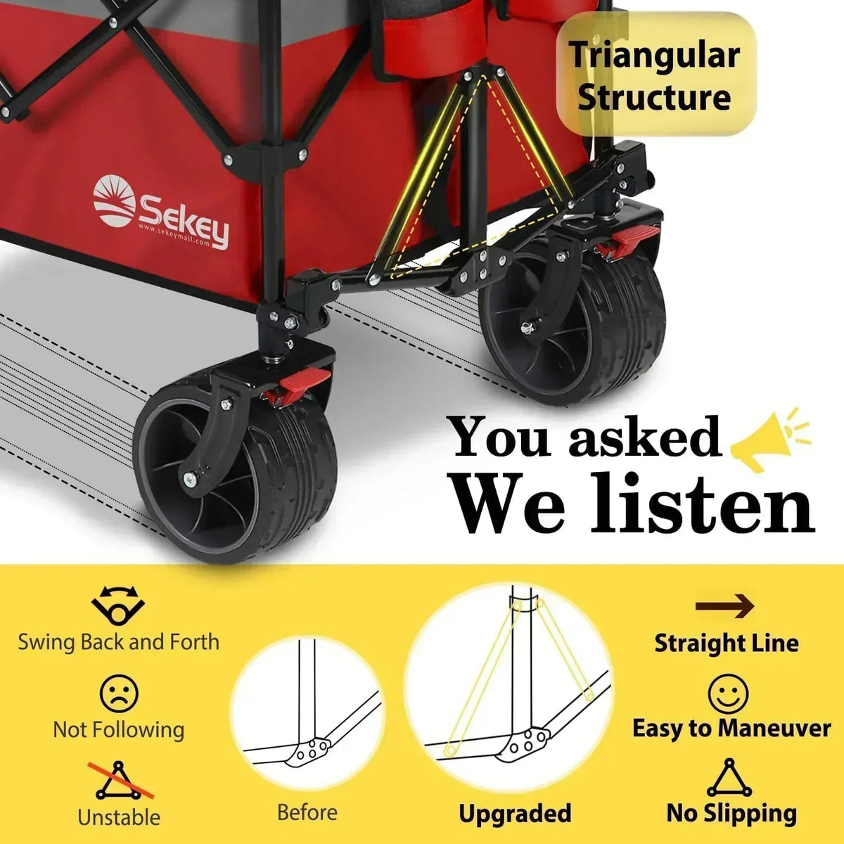 Sekey 48 Inch Long Foldable Extended Travel Cart 440 Lbs Folding Multi-Purpose Garden Cart