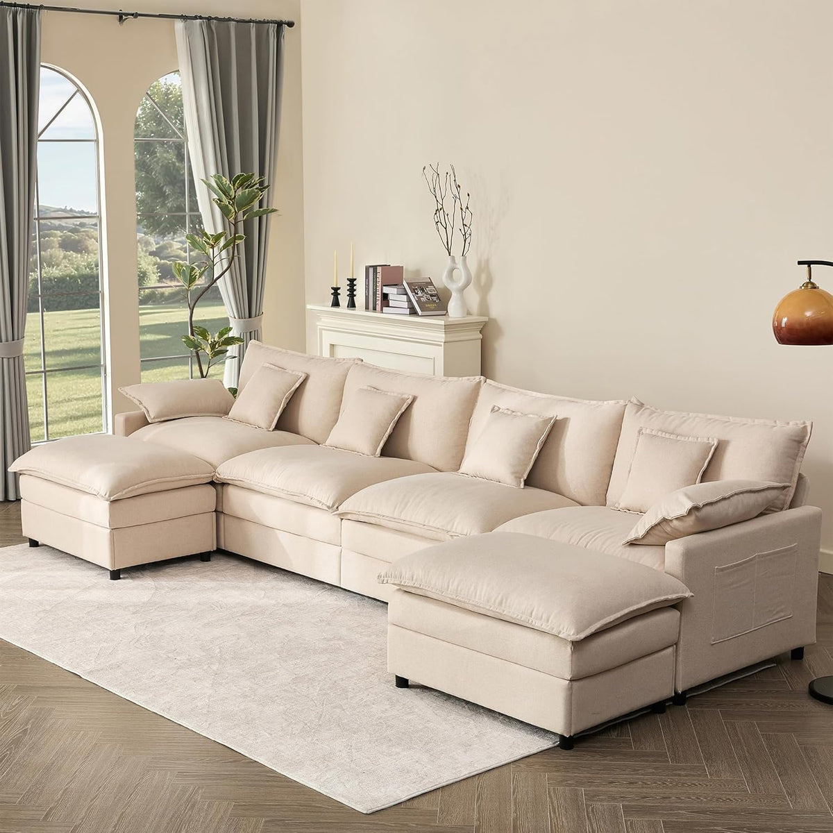 108 Inch U Shape Sofa Sectional Sofa Comfortable Cloud Sofa Living Room Deep Seat Sofa