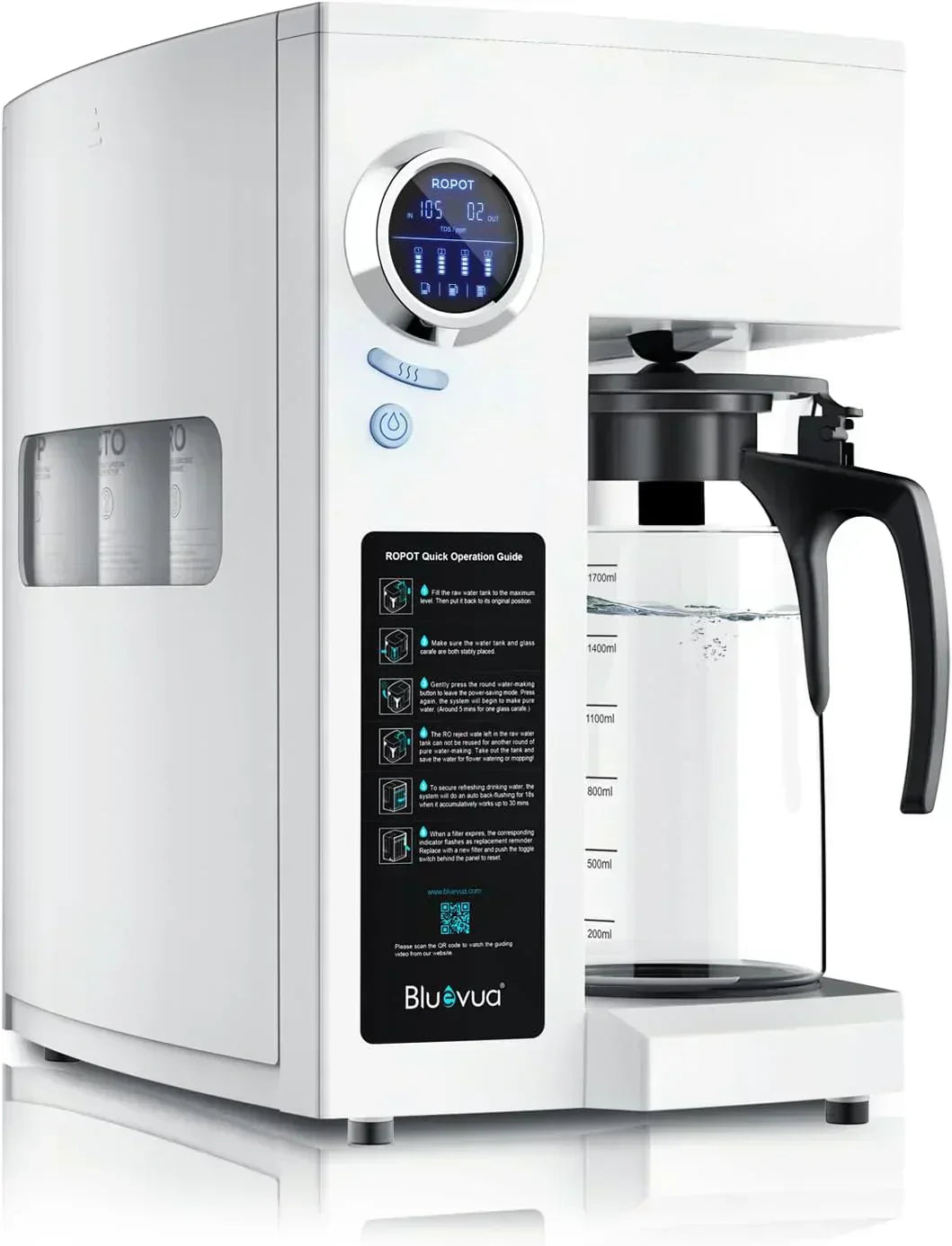 Bluevua RO100ROPOT-UV Reverse Osmosis System Countertop Water Purifier 6-stage purification