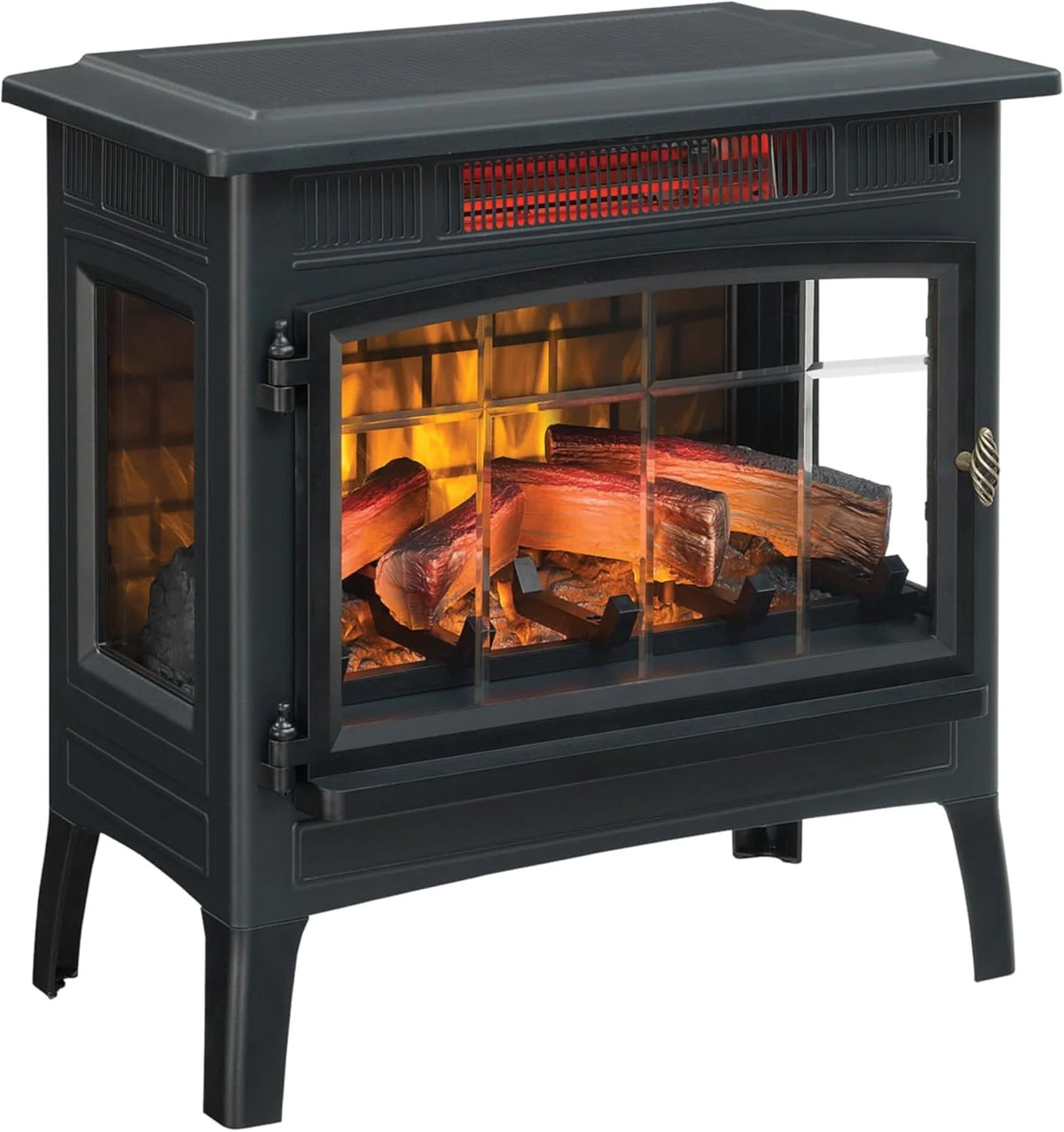 Freestanding Electric Fireplace Stove Heater with 3D Flame Effect for 1,000 Sq. Ft