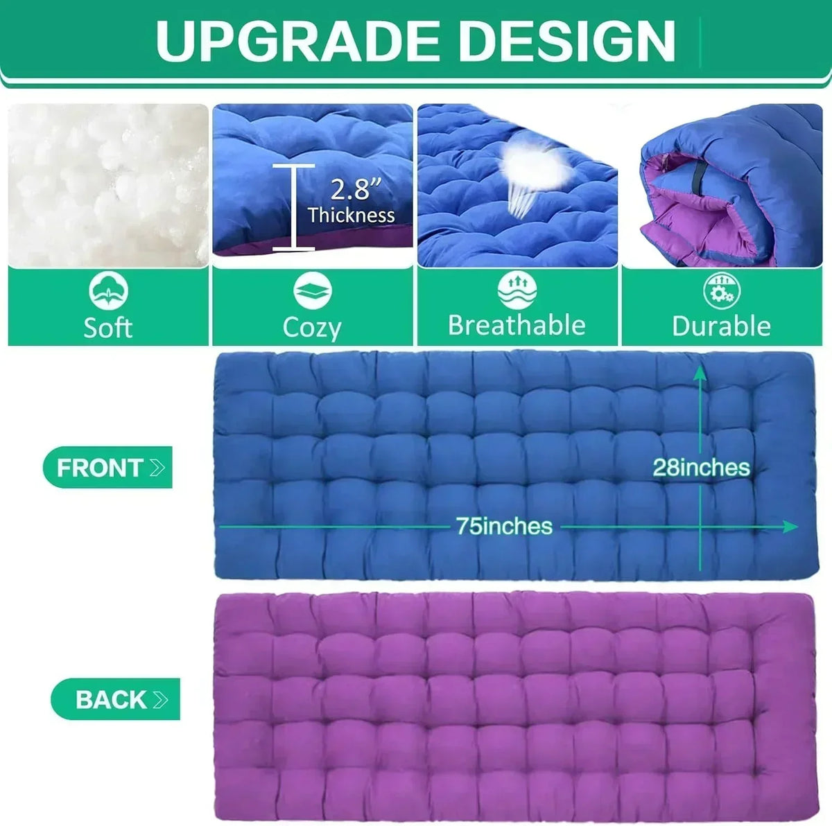2-Pack Camping Cots with Mattress Comfortable Folding Bed Heavy Duty Baby Cot