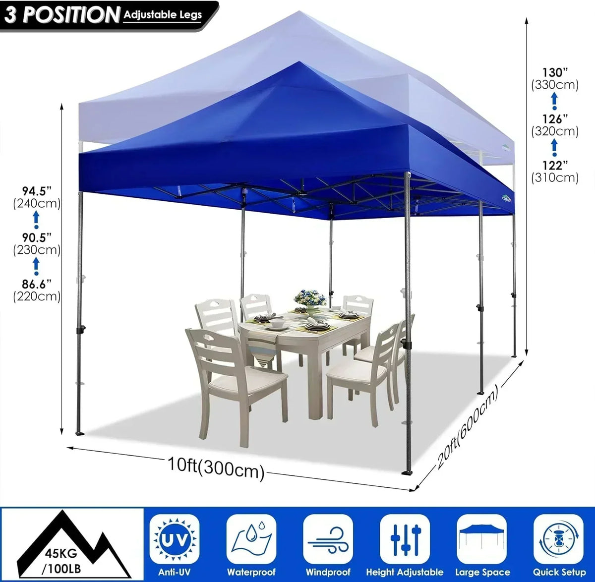 COBIZI 10x20 Heavy Duty Pop up Canopy Tent 6 sidewalls Commercial Canopy Wedding Party Tents