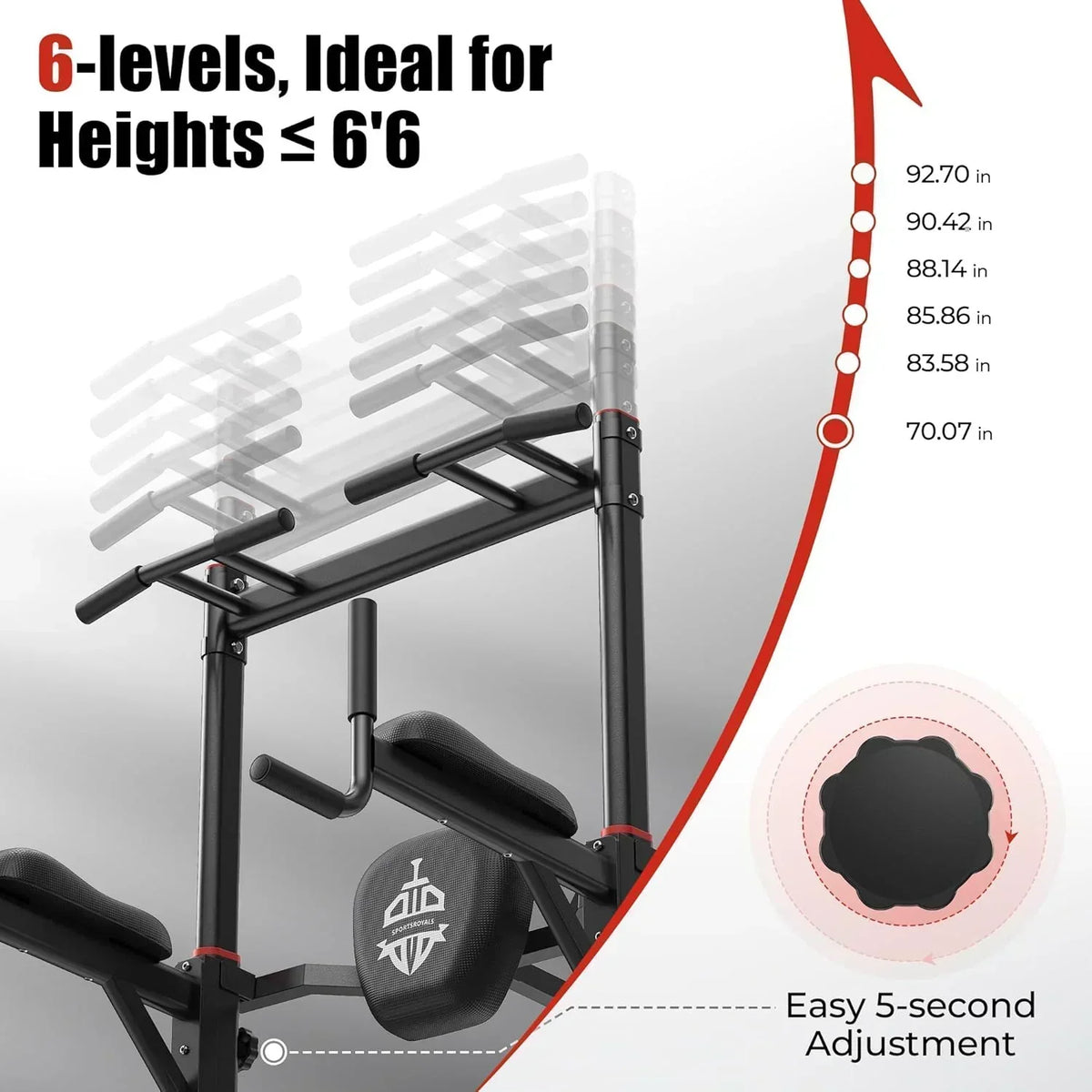 Sportsroyals Power Tower Pull Up Bar Station 450 lbs stable suspended immersion tilt station