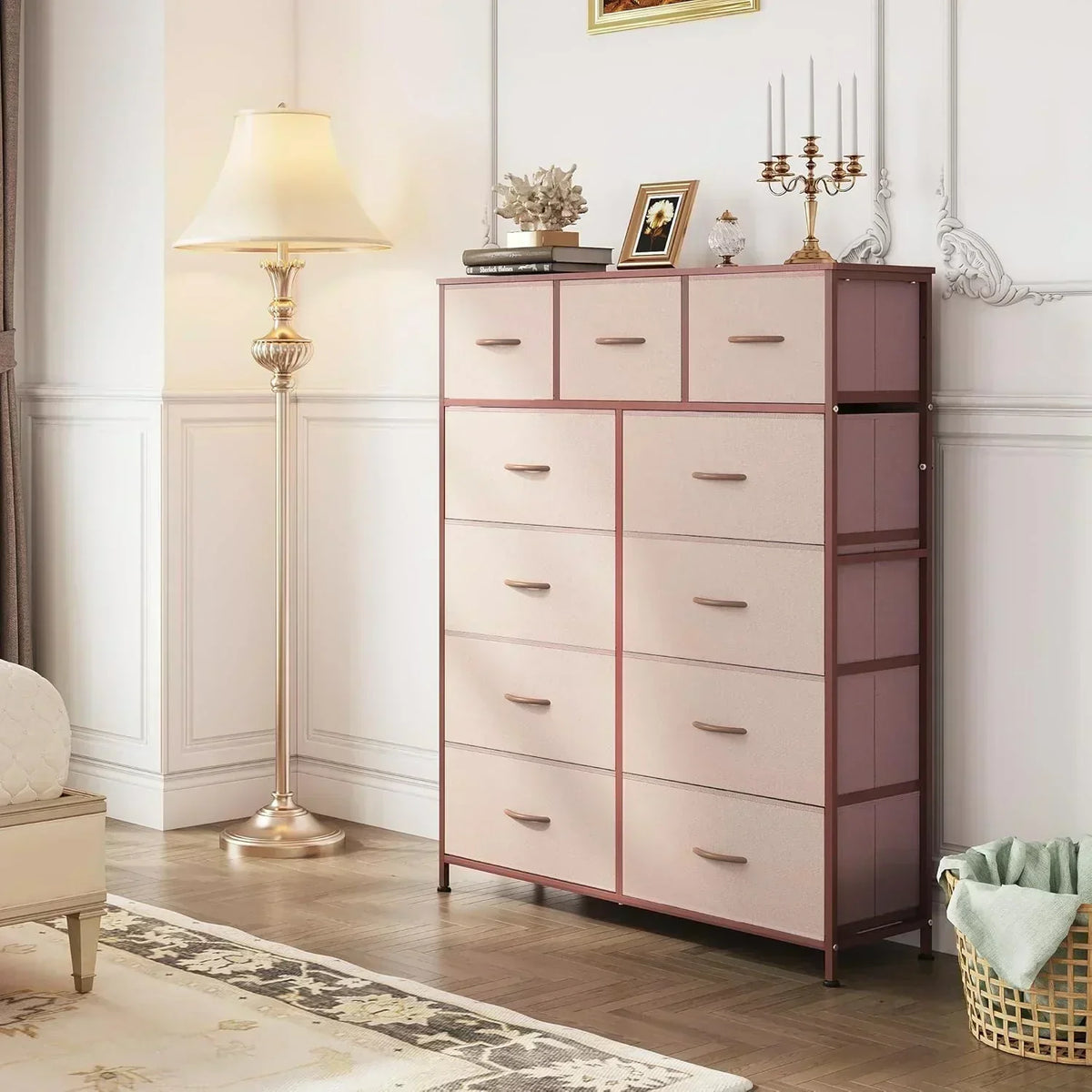 Storage Organizer Unit 11 Fabric Bins Storage Drawers Organizer Steel Frame Tall Storage Tower