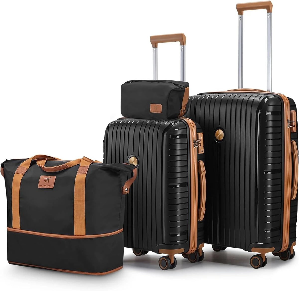 5-piece PP hardshell lightweight travel carry-on luggage set with dual spinner wheels and TSA lock