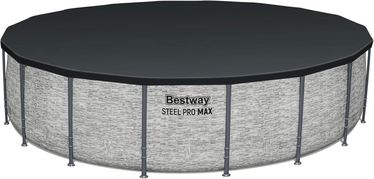 Steel Pro MAX 14 Foot x 48 Inch Round Metal Frame Above Ground Outdoor Swimming Pool Set