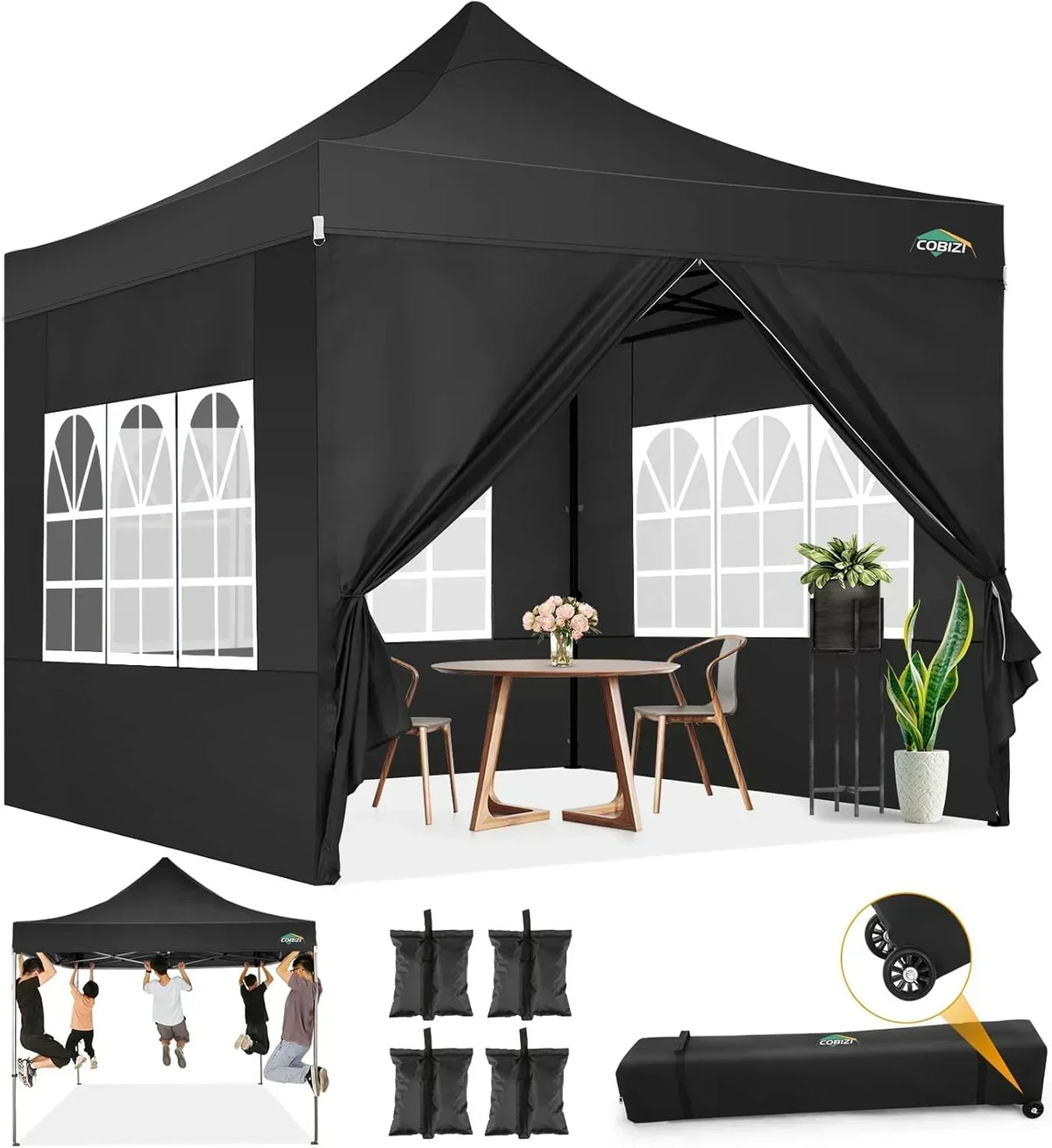 COBIZI 10x20 Heavy Duty Pop up Canopy Tent 6 sidewalls Commercial Canopy Wedding Party Tents